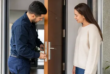 Chaveiro realizando a abertura de uma porta em Muriaé.